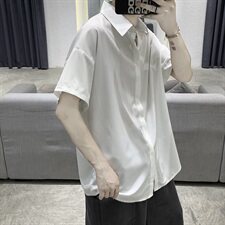 CS2009夏季垂感短袖衬衫男雪纺暗门襟衬衣，男装衬衫，星座507