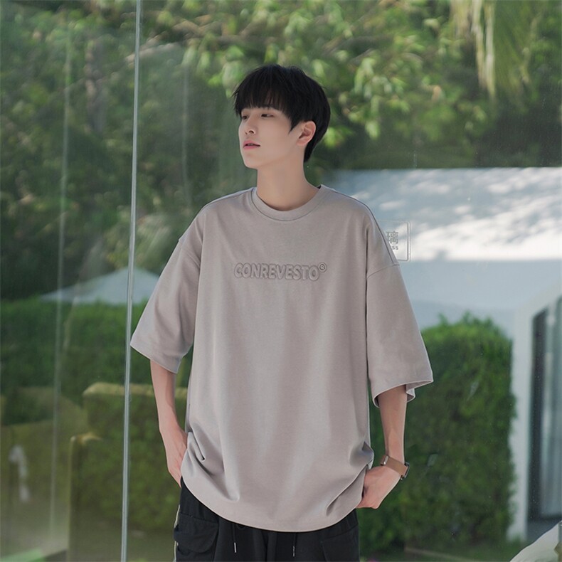 立体字母潮流时尚简约文艺短袖T恤B225-T9355-P42-X55，男装T恤，电商B225