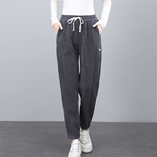 时尚保暖加绒哈伦裤女宽松显瘦休闲裤冬季新款高腰长裤大码女装，女装休闲裤，依恋蒂丝