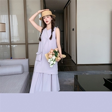 韩版时尚百搭显瘦小衫女拼接飞飞袖衬衫阔腿裤宽松显瘦甜美，女装连衣裙，2C258