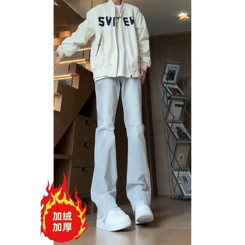 美式灰色直筒加绒男潮牌cIeanfit水洗复古长裤子K7055-1#P45网图,男装卫衣,电商B245