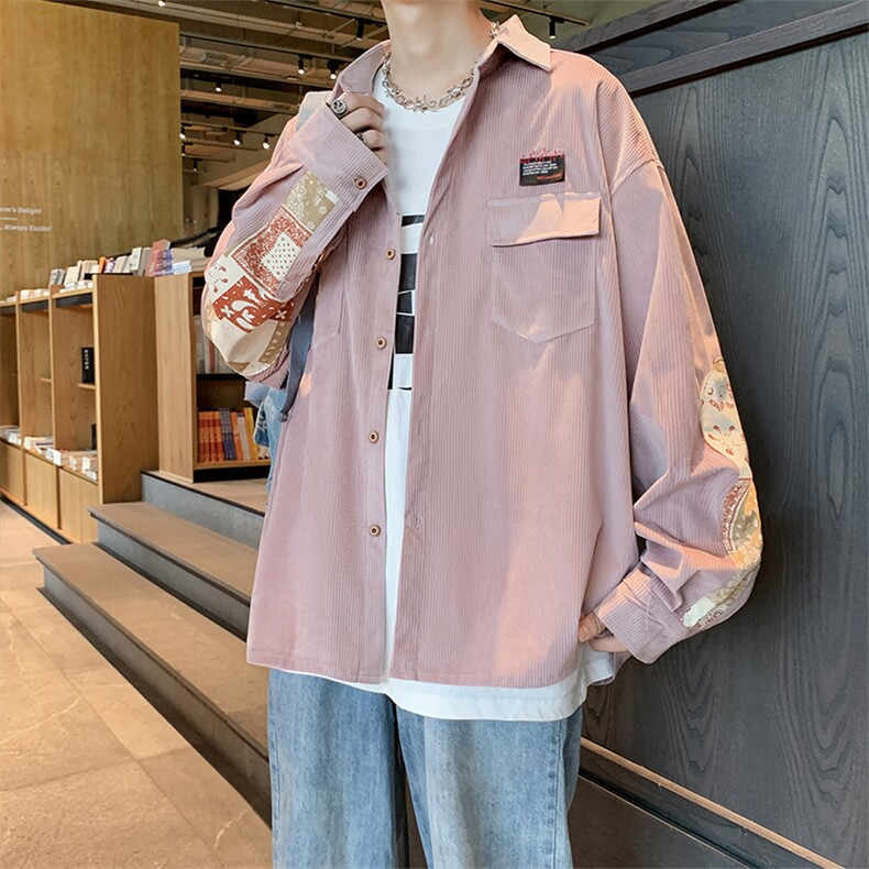 秋冬新品宽松街头运动风灯芯绒腰果花拼接夹克外套男W1526-P40,男装夹克,星座512-4