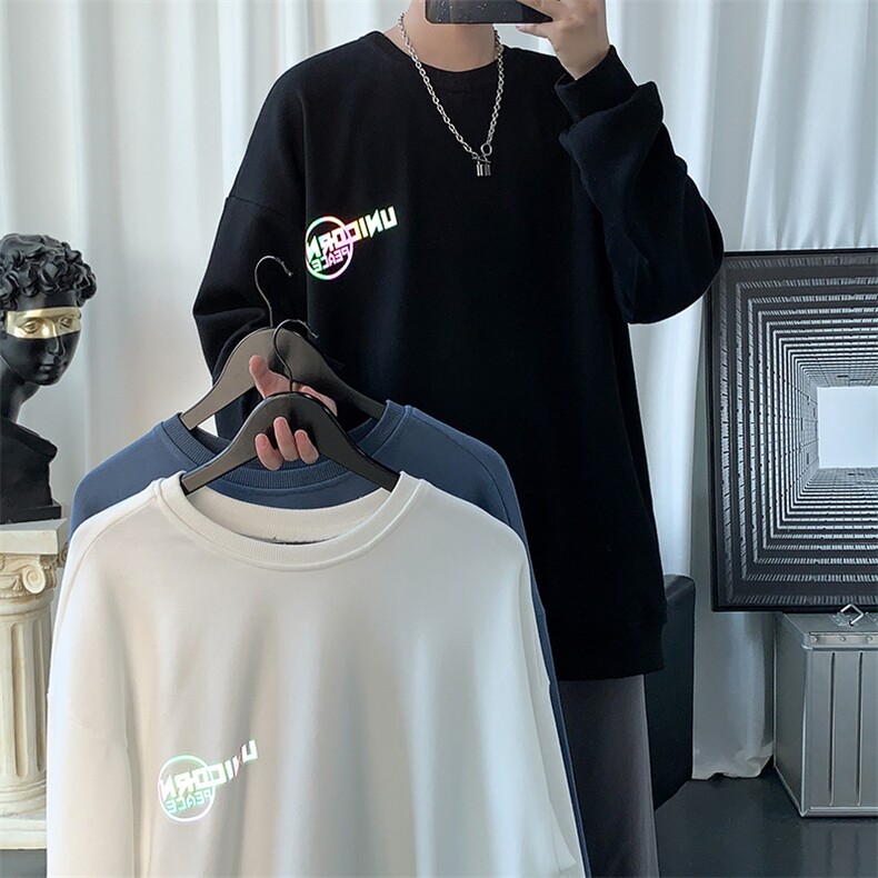 20秋装情侣新款夜光反光百搭圆领卫衣宽松潮大码男WY2025-P45,男装卫衣,电商A009A（原A058A）