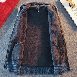加厚秋冬季男士拼色开衫外套毛衣连帽拉链针织韩版毛衫 8807-P36图片