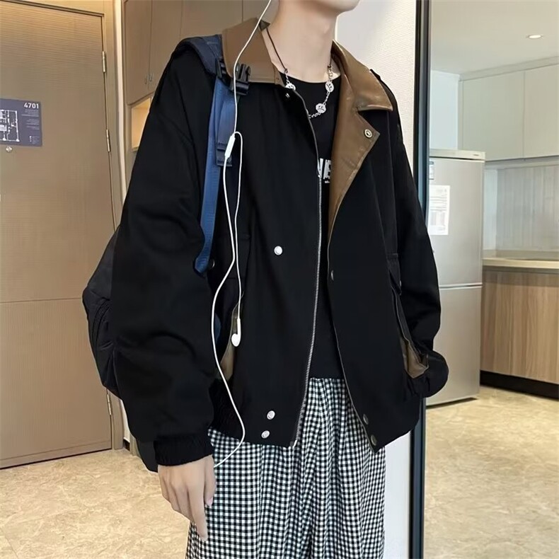 男秋季纯拼皮短款夹克JK8808P68,男装夹克,星座1116-2