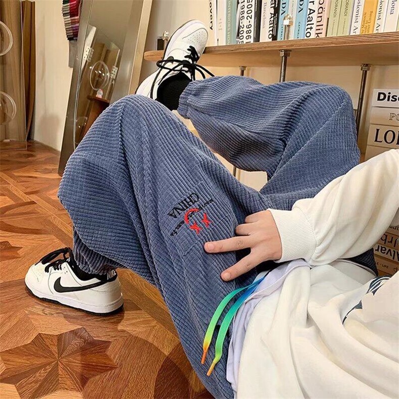 灯芯绒裤子男秋冬季加绒华夫格束脚裤A168-MYK66-TP45,男装休闲裤,电商A168