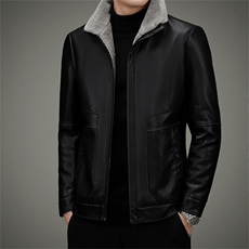 AW2202钱塘2020-3中年男士商务休闲冬季羽绒简约皮衣夹克P190，男装皮衣，钱塘207-3