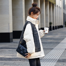 洋气牛仔拼接羽绒服女2022冬装新款女装韩版时尚保暖白鸭绒外套，女装羽绒服，慧尚依恋