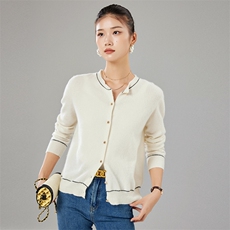 柔软亲肤百搭舒适时尚潮流开衫女35%羊绒衫简约秋冬季，女装羊绒衫，隆秋羊绒