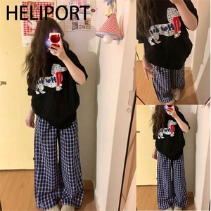 明星同款复古阔腿格子裤女2025夏季新款直筒休闲裤垂感拖地长裤图片
