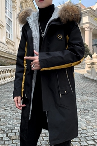 714-3-9808男款可脱卸棉衣潮加厚19棉袄长款棉服图片