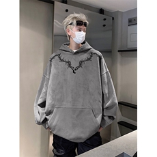 抖音品质秋季新款美式潮流印花麂皮绒连帽卫衣wljp200-特45控79，男装卫衣，星座605(原A050)