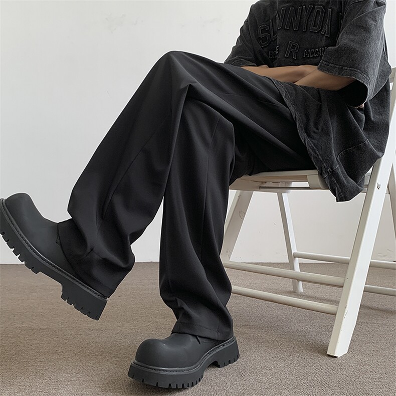 现货 S-3XL 中性 纯色简单款垂感直筒西裤 310A-2 BK315 P45 控68图片