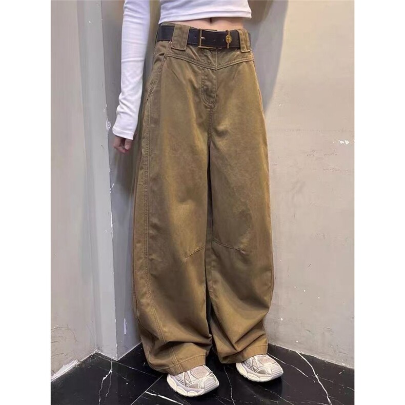 现货美式宽松全棉宽松休闲弯刀裤女K7830/P52,女装休闲裤,星座205-3