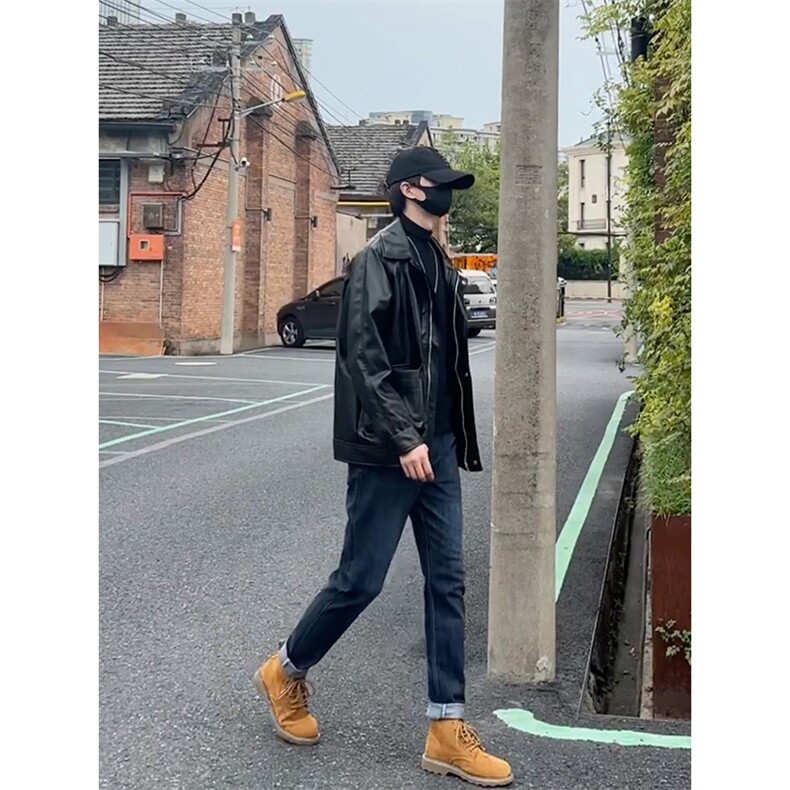 牛仔裤男23秋冬修身弹力小脚休闲裤长裤子机车风痞帅搭配马丁靴,男装牛仔裤,星座1412-2