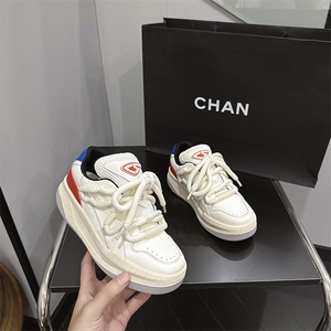 厚底小白鞋2023夏季新款女款百搭休闲配裙子面包鞋女生白色运动鞋图片