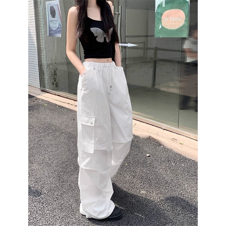 AK2431-P50美式复古宽松工装裤女春夏显瘦潮流阔腿休闲长裤子,女装休闲裤,星座617A-2