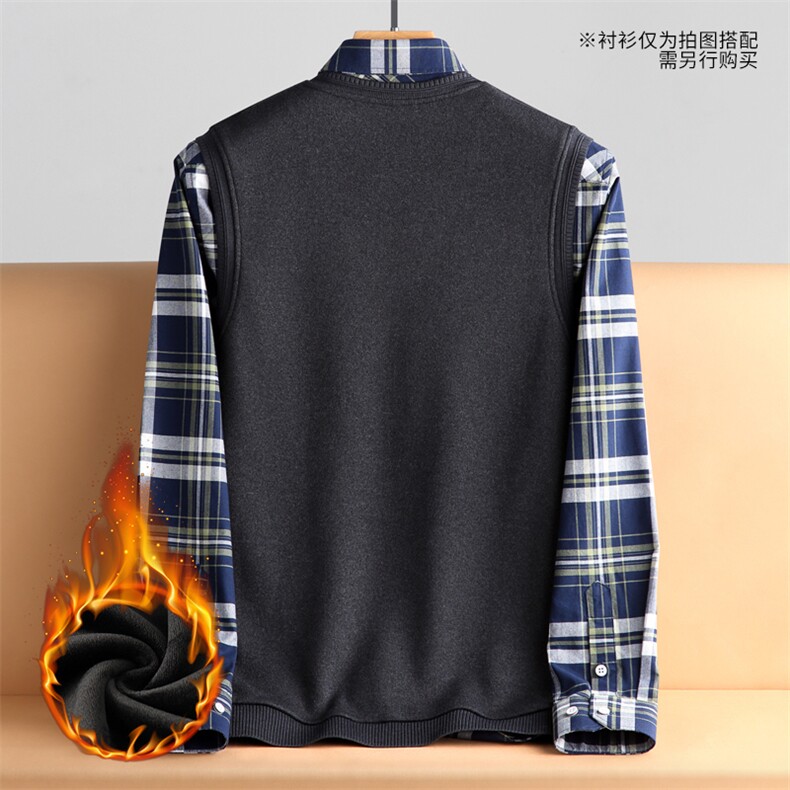 LCZPG20男式2023秋季新款长袖加绒针织背心休闲男装背心V领P40,男装针织衫/毛衣,电商B360