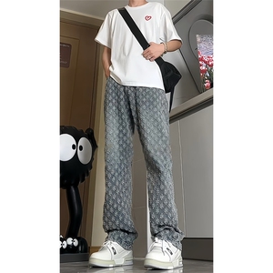 【自拍图·拿图不拿货】提花满印牛仔裤子男女KZT63CC-特P45,男生中帮鞋皮鞋搭配什么裤子好看图片图片