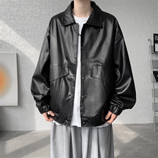 F686P65春秋男生休闲夹克PU机车时尚宽松日系夹克复古，男装夹克，星座512-6