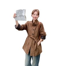 现高级感美拉德麂皮绒风衣外套2595P185K278，女装风衣，2C029