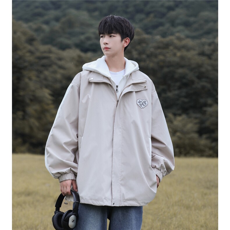 特P60高品质！春秋季新款工装连帽外套假两件夹克PJK237，男装夹克，电商B370