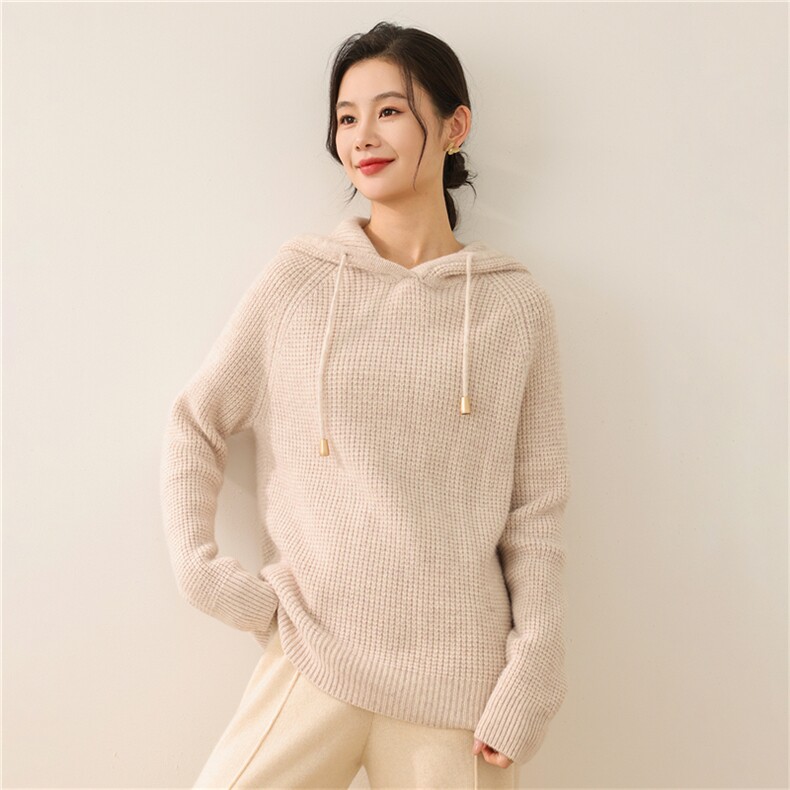 2025年秋季新款百搭三针加厚连帽衫，女装羊毛衫，慕洵羊绒