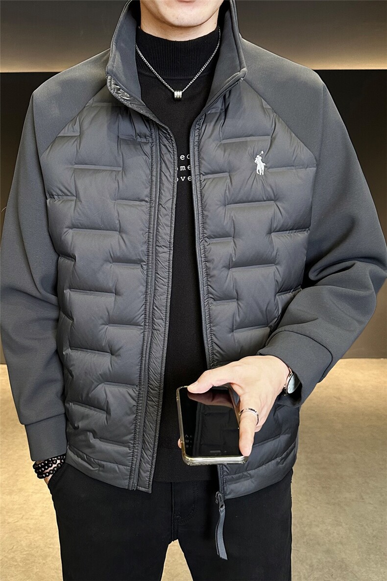 针织拼接加厚羽绒服男装短款冬季新款立领羽绒保暖外套,男装羽绒服,电商A239