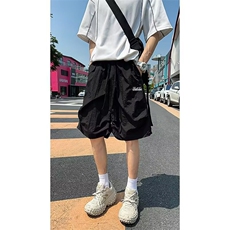 多巴胺刺绣速干七分裤男女夏季hiphop冰丝休闲伞兵裤情侣过膝短裤，男装牛仔裤，星座1210-1