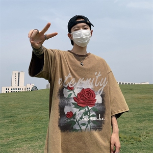 水洗做旧短袖美式复古重磅大码潮牌朋克暗黑T恤xz301B-JB5257-P35图片