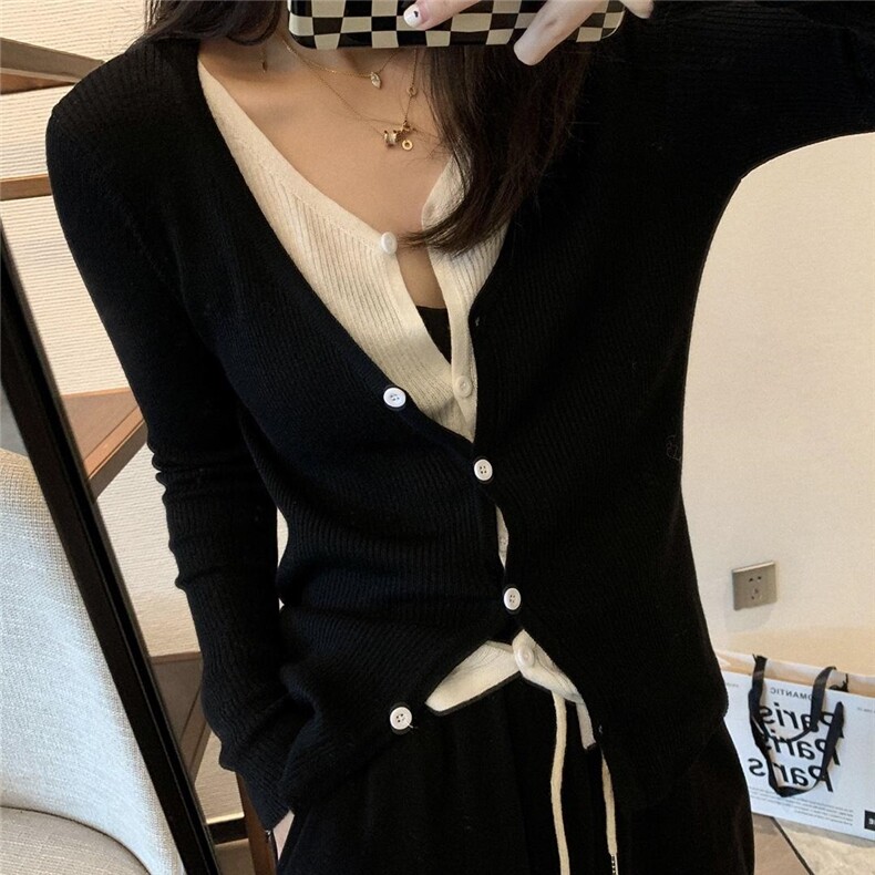 假两件针织开衫，其它，XTZ style