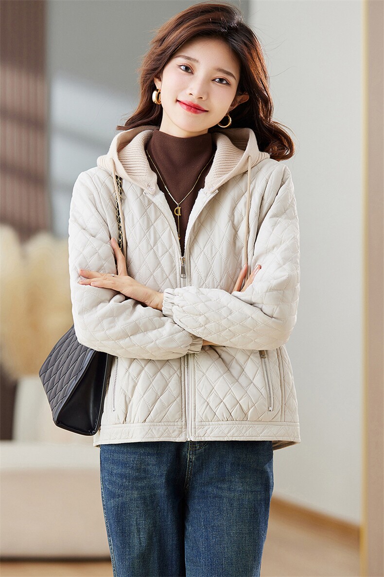 现货皮衣外套女连帽加绒派克服2023秋冬新款加厚压格内里短款上衣,女装棉衣/棉服,江南女神