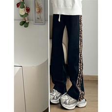【有货】JRK83CC-特P45加绒豹纹三条杠裤子男加厚条纹卫裤，男装休闲裤，星座1007（原301D）