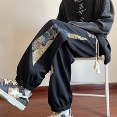 2026春季新款内景大码菠萝格风小熊卫裤M-5XHK24016-特P35，男装休闲裤，电商A022