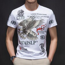 短袖T恤男士圆领2023夏季新款中青年时尚纯色印花体恤男装打底衫，男装T恤，电商B212（原钱塘6029）