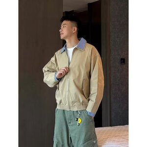 工装外套男士秋冬新款翻领拼接假两件夹克休闲痞帅上衣W6801-P62图片