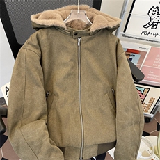 美式夹克男冬季加绒加厚棉服帆布棉衣外套MY9806-P183可拆卸帽子，男装夹克，星座308B-1