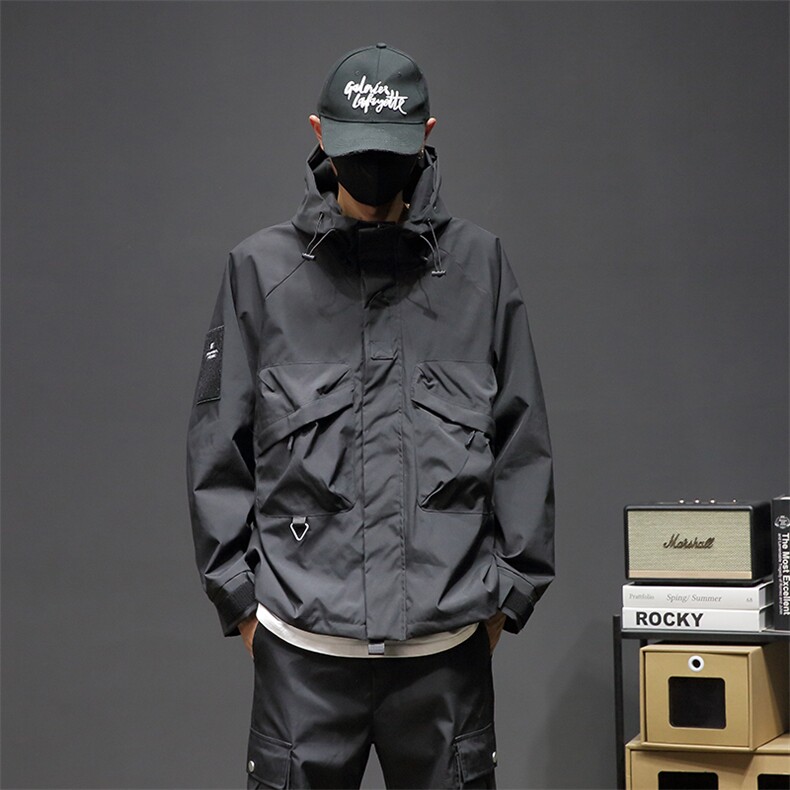 8XL-M特大码冲锋衣防水宽松工装风男夹克外套JK1306P90控118图片