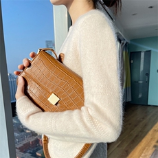 100%纯羊毛衫女25秋冬款V领加厚提花针织毛衣纯色宽松羊绒衫上衣，女装羊毛衫，宇灿羊绒