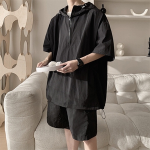 8XL-M休闲运动套装大码工装短袖冰丝薄款连帽户外防晒衣TZ1701P68图片