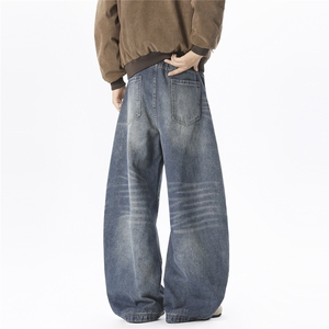 现货 水洗猫须闪电纹弯刀牛仔裤 P50 控88图片