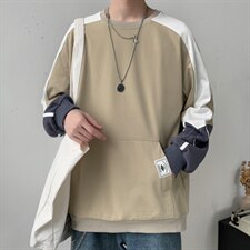 秋季新款潮流上衣圆领贴标袋鼠口袋宽松男士休闲卫衣CYWY8859-P30，男装卫衣，电商A128