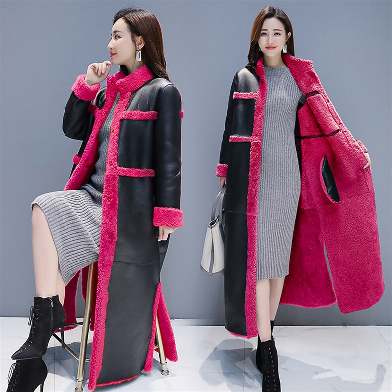 加厚保暖舒适修身显瘦纯色长款棉服冬季新款皮毛一体外套女,女装棉衣/棉服,天丽