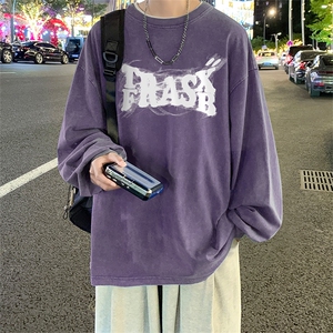 直播品质 重磅纯棉 美式蜡染水洗做旧潮牌宽松长袖t恤 CT325特P38图片