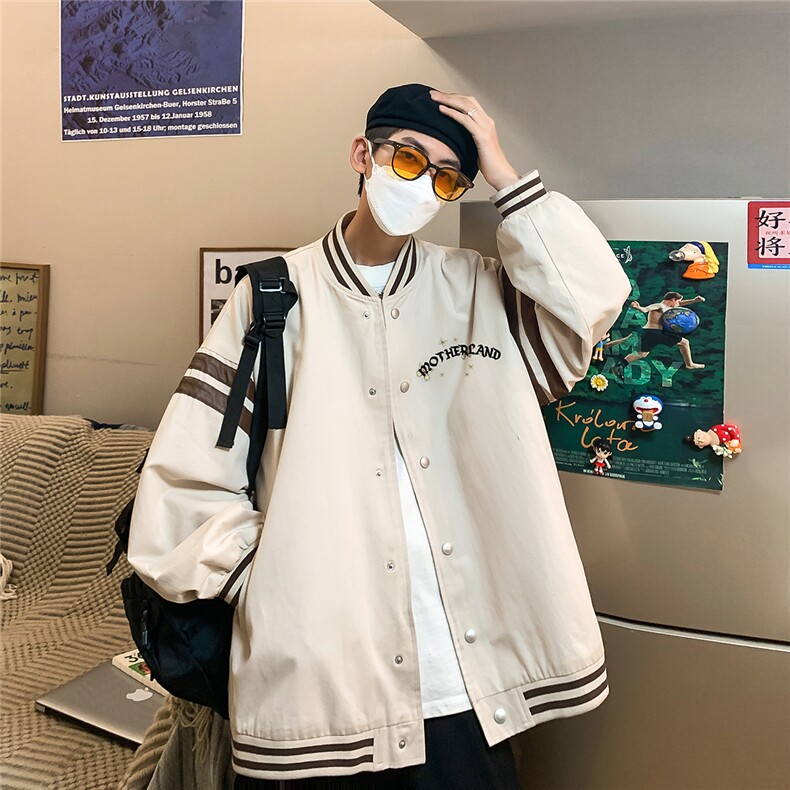 23春季新款时尚潮流美式西海岸螺纹棒球服百搭夹克G297P65控88,男装夹克,电商A247