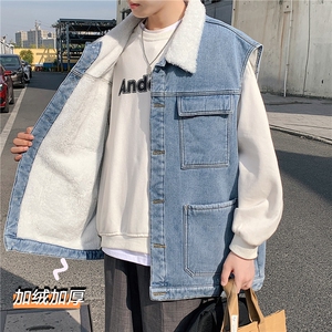MJ214J-p68-限价98 抖音情侣工装棉马甲男外穿大码羊羔毛cityboy图片
