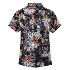 2021花衬衫大码衬衣沙滩涤棉衫弹力短袖9889P40M-7XL码平铺图，男装T恤，星座1106