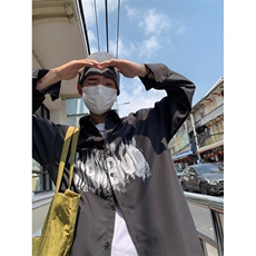 长袖潮流网红卡其青少年衬衣宽松潮男痞帅衬衫男日系C804-P35，男装衬衫，星座1109-3