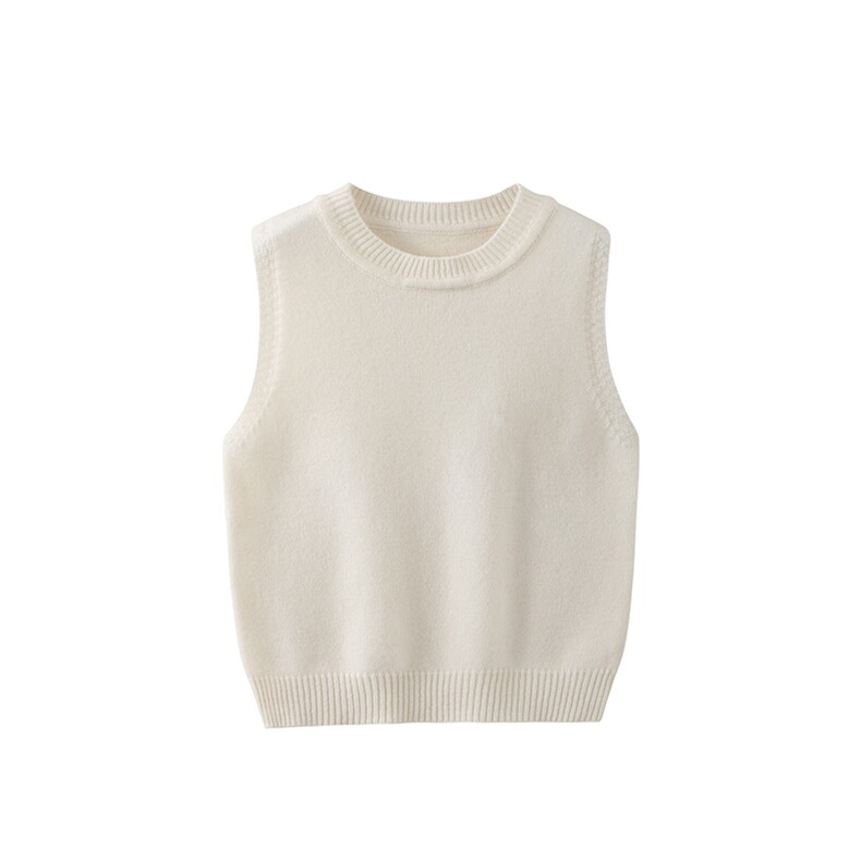 秋冬新款纯色针织圆领无袖针织背心时尚百搭，童装儿童羊毛衫，奥澜羊绒