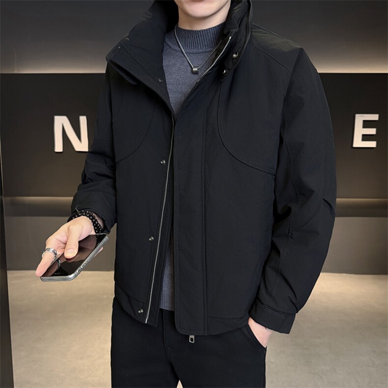 纯色无帽立领羽绒服休闲百搭上衣外套男A329-YR2559-P195,男装羽绒服,电商A329